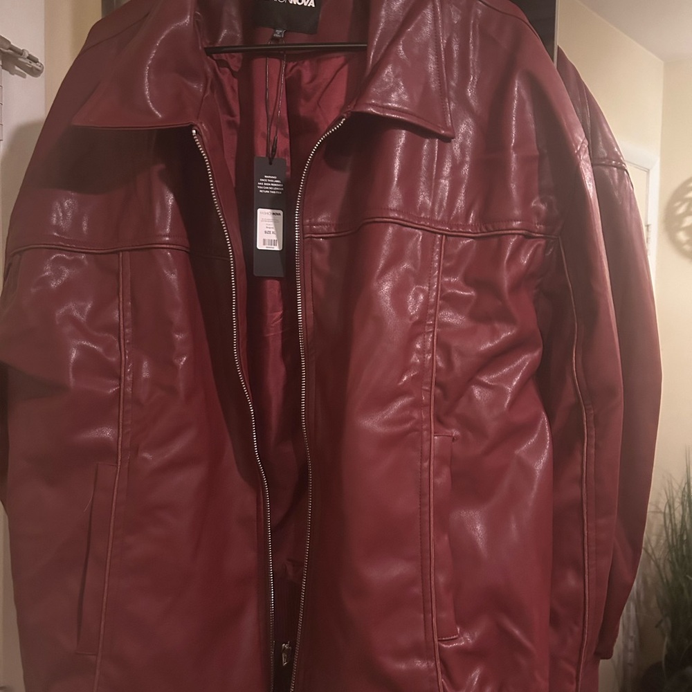 Fashion Nova Burgundy Faux Leather Jacket